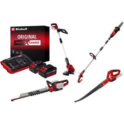 EINHELL Kit jardin sans fil  - Coupe-bordure, souffleur, taille-haies, &eacute;brancheur + 2 batteries 4.0Ah