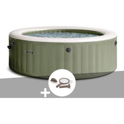 INTEX Kit spa gonflable  PureSpa Olive rond Bulles 4 places + Kit d'entretien
