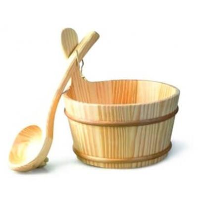 DESINEO Pack pour sauna Seau/louche Sablier Harvia Eucalyptus Thermom&egrave;tre