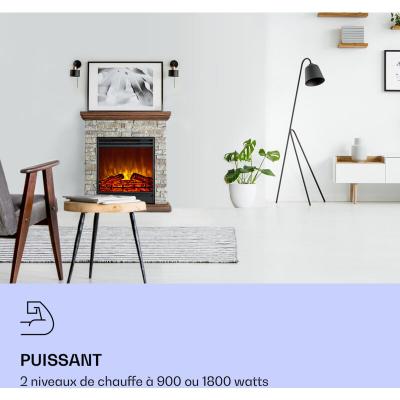 KLARSTEIN Etna chemin&eacute;e &eacute;lectrique 1800W minuterie hebdomadaire t&eacute;l&eacute;commande led