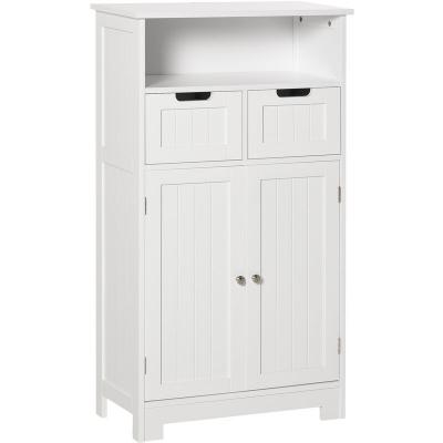 Meuble bas de salle de bain multi-rangements MDF blanc