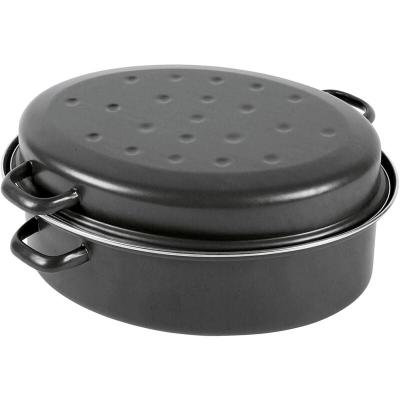 KRAOEGER Kr&uuml;ger Cocotte ovale 38 cm Avec couvercle saveur Noir