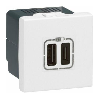 LEGRAND Prise 2xUSB type-C Mosaic - 3A - 15W - 2 modules - Blanc