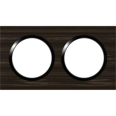LEGRAND Plaque carr&eacute;e Dooxie - 2 postes - Entraxe 71mm - Effet bois &eacute;b&egrave;ne