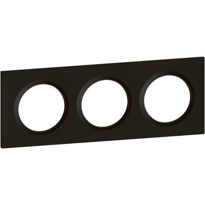 LEGRAND  - Plaque carr&eacute;e dooxie 3 postes finition noir velours