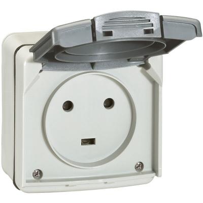 LEGRAND Prise de courant 20 A 2P+T Plexo IP55 - Complet en saillie - Gris