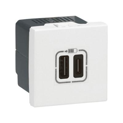 LEGRAND Prise USB type-A + USB type-C Mosaic - 3A - 15W - 2 modules - Blanc