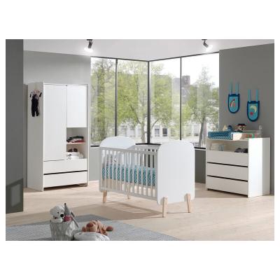 VIPACK Lit b&eacute;b&eacute; 60x120 - commode 3 tiroirs et armoire 2 portes kiddy - blanc