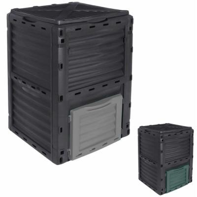 LINXOR Composteur, bac, poubelle &agrave; compost de jardin - 300 L - Noir et Gris