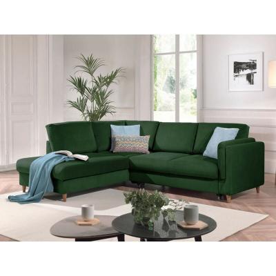LISA DESIGN  Canap&eacute; d'angle gauche convertible 5 places BROOKE - Velours Vert