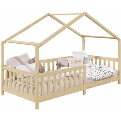 IDIMEX Lit cabane LISAN 90 x 190 cm, en pin massif naturel