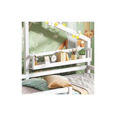 LIBERTE Lit cabane pour enfant avec &eacute;tag&egrave;re de rangement 90x200, en bois de pin, blanc