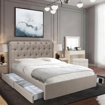 Le Quai Des Affaires Lit CHELSEA 140x190 + 4 tiroirs + sommier / Beige