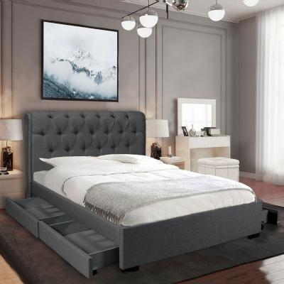 Lit CHELSEA 160x200  + 4 tiroirs + sommier / Gris fonc&eacute;