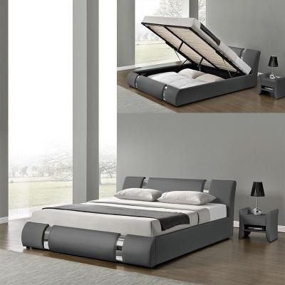 Lit Coffre Sommier Relevable Nova - Couleurs - Gris, Tailles - 140x190