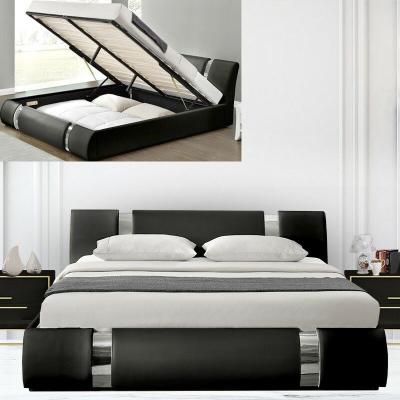 Lit Coffre Sommier Relevable Nova - Couleurs - Noir, Tailles - 180x200