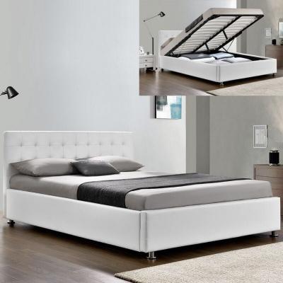 Lit double coffre avec sommier relevable simili blanc koby 160