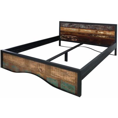 Lit double 200x200 Bois de r&eacute;cup&eacute;ration laqu&eacute; Multicolore INDUSTRIAL N&deg; 111 