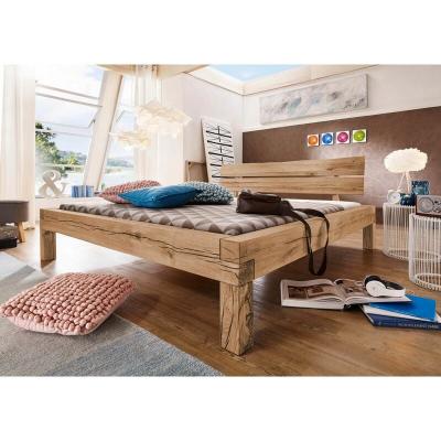 Lit double avec tiroirs 200x200 Ch&ecirc;ne sauvage huil&eacute; Bianco JANGALI N&deg; 213 