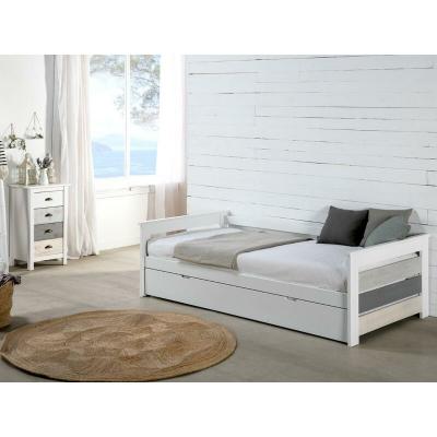 VENTE UNIQUE Lit gigogne banquette celiane - 2 x 90 x 190 cm - mdf - blanc