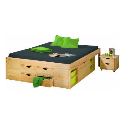 PEGANE Lit Multi-Rangements Naturel, Dim : 209 x 146,3 x 47,5 cm --
