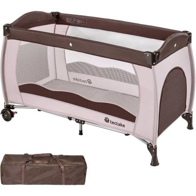 TECTAKE  Lit Parapluie, Lit B&eacute;b&eacute; Pliant + 1 Sac de Rangement - marron caf&eacute;