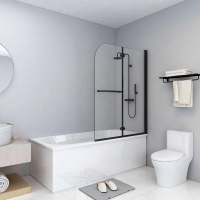 VIDAXL  cabine de douche pliable 2 panneaux esg 95x140 cm noir 147193