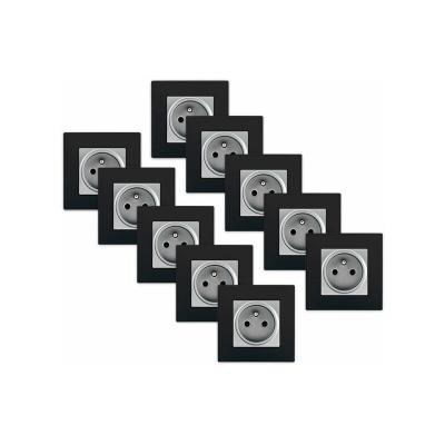SIEMENS LOT 10 de Prises 2P+T Silver Delta Viva + Plaques Noires 