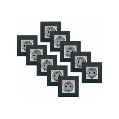 SIEMENS  - LOT 10 Prise 2P+T Silver Delta Viva + Plaque Anthracite