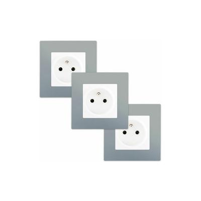 SIEMENS  - LOT 3 Prise 2P+T Blanc Delta Viva + Plaque Silver