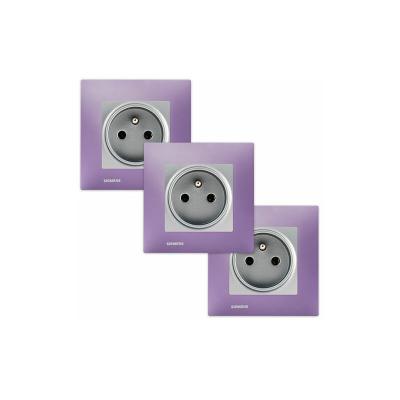 SIEMENS  - LOT 3 Prise 2P+T Silver Delta Viva + Plaque Violet