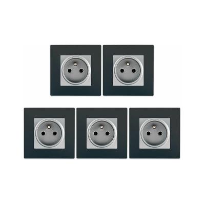 SIEMENS Lot 5 Prise 2P+T Silver Delta Viva + Plaque Anthracite  