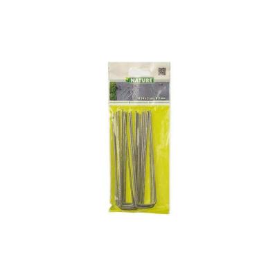NATURE Agrafes m&eacute;talliques pour fixation au sol H14 x 3 cm - lot de 10