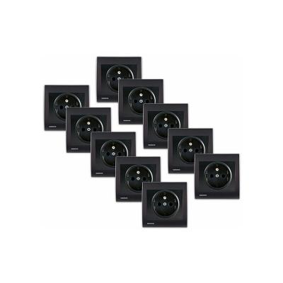 SIEMENS Lot de 10 Prise 2P+T Anthracite Delta Iris + Plaque Anthracite-