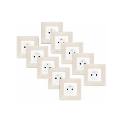 SIEMENS LOT de 10 Prises 2P+T Blanc Delta Viva + Plaques Beige 