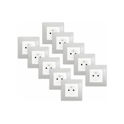 SIEMENS  - LOT de 10 Prises 2P+T Blanc Delta Viva + Plaques Gris