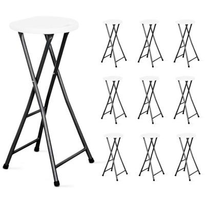 REKKEM Tabouret de bar pliant - lot de 10 10 places poly&eacute;thyl&egrave;ne blanc