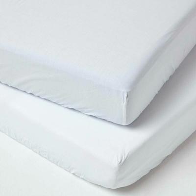 HOMESCAPES Lot De 2 Draps Housse Lit B&eacute;b&eacute; En Coton &Eacute;gyptien 200 Fils Blanc 70 X 140 Cm