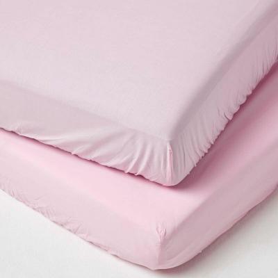 HOMESCAPES Lot De 2 Draps Housse Lit B&eacute;b&eacute; En Coton &Eacute;gyptien 200 Fils Rose 70 X 140 Cm