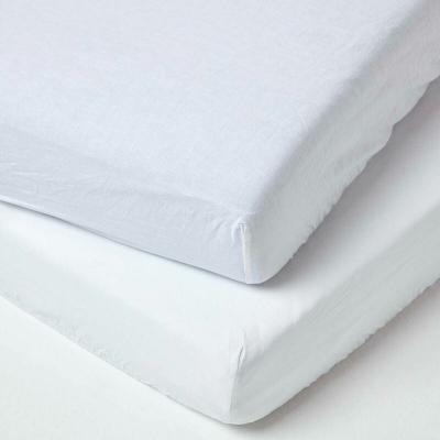 HOMESCAPES Lot de 2 Draps housse lit b&eacute;b&eacute; en lin lav&eacute; Blanc, 70 x 140 cm