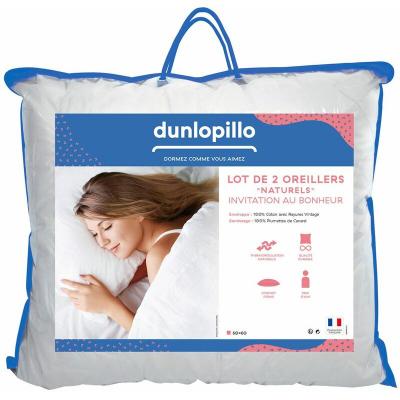 DUNLOPILLO  Lot de 2 oreillers Invitation au Bonheur - 100% plumettes