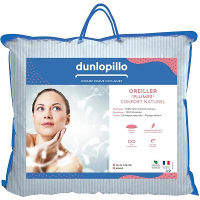 DUNLOPILLO  - Lot de 2 oreillers Plumes Fermes 60 x 60 cm Blanc