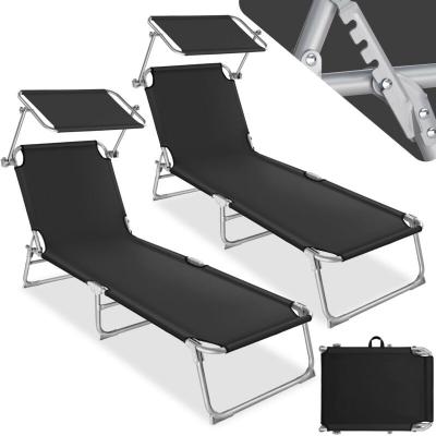 TECTAKE  Lot de 2 transats acier - noir