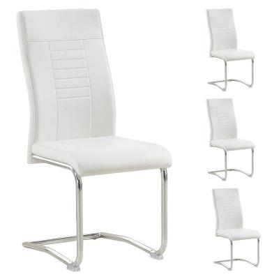 Lot de 4 chaises LOANO, en synth&eacute;tique blanc