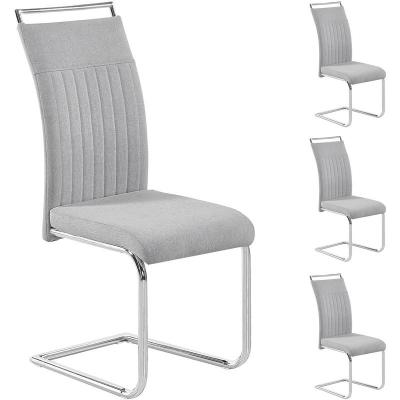 Lot de 4 chaises ERICA, en tissu gris clair