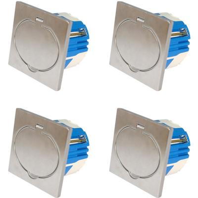 ZENITECH Lot de 4 Prises 16A 2P+T finition alu bross&eacute; - IP44 avec bo&icirc;te d'installation