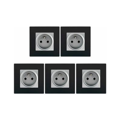 SIEMENS  - lot de 5 Prises 2P+T Silver Delta Viva + Plaques Noir