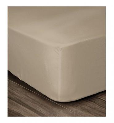 LOVELY HOME  Drap Housse 100% coton 140x190x25 cm beige (Lot de 2)