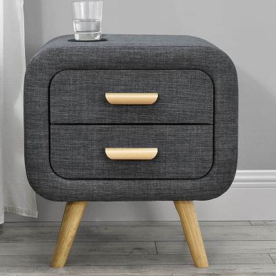 Lulea - Table de chevet 2 tiroirs tissu gris fonc&eacute; CONCEPT USINE