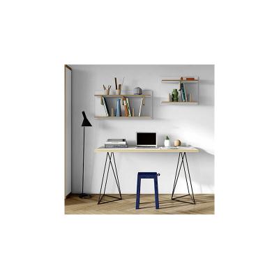 Tema home Bureau L.140 cm Flow pieds tr&eacute;teaux m&eacute;tal - Blanc/ Noir Noyer